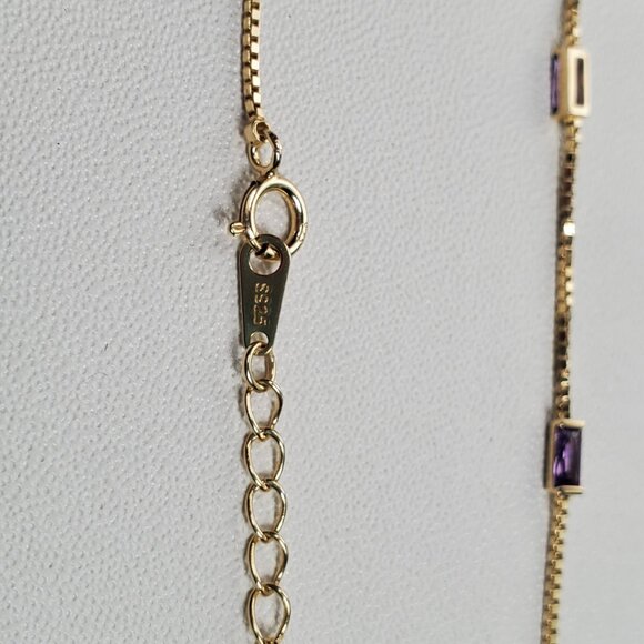 LOUISA SECRET 14K Gold Plated Sterling Silver Necklace  Amethyst Style - Picture 9 of 11